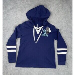 Seattle Kraken Hooded Long Sleeve Shirt Womens Medium 8/10 Navy Blue NHL Hockey